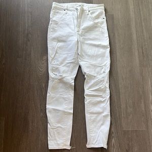 Abercrombie & Fitch Super Skinny High Rise White Destroyed Jeans Size 28/6R